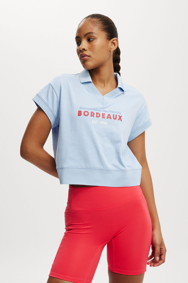 Active Polo V Neck Graphic Tshirt, WINDSURFER/BORDEAUX