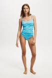 Thin Strap Low Scoop One Piece Cheeky, WATERCOLOUR BLUES - alternate image 1