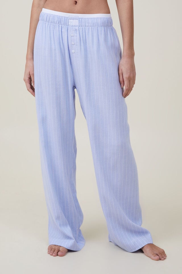 Flannel Boyfriend Boxer Pant, BLUE PINSTRIPE