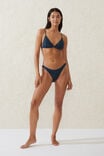 Refined High Side Brazilian Bikini Bottom, TIDAL NAVY/BLACK CRINKLE - alternate image 1