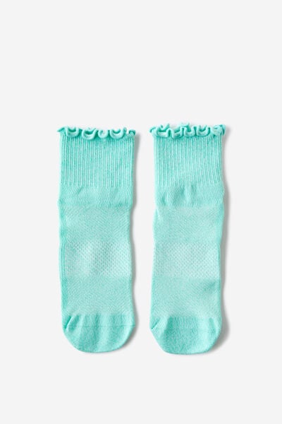 Performance Mid Crew Frill Sock, ICE GREEN MARLE