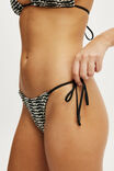 Palm Springs Crochet Micro Brazilian Bikini Bottom, BLACK/COCONUT MILK - example image 2