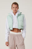 The Mother Puffer Panelled Crop Vest, OASIS GREEN - alternate image 1