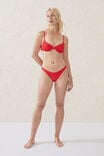 High Side Brazilian Seam Bikini Bottom, LOBSTER RED CRINKLE - alternate image 1