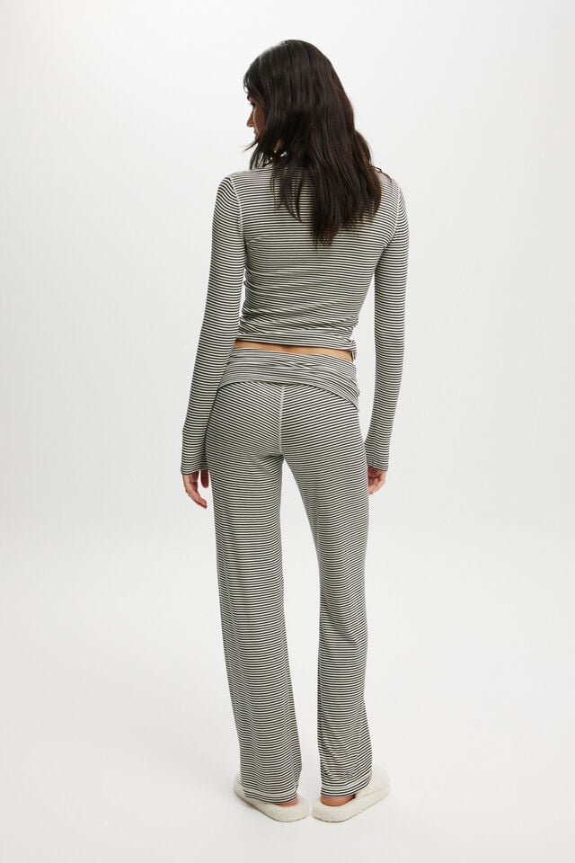 Sleep Recovery Roll Waist Pant, SWEET CREAM/ BLACK STRIPE