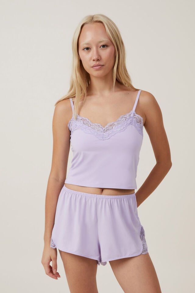 Buy Cotton On Zena V Neck Lace Trim Cami Top in Soft Lilac 2024 Online