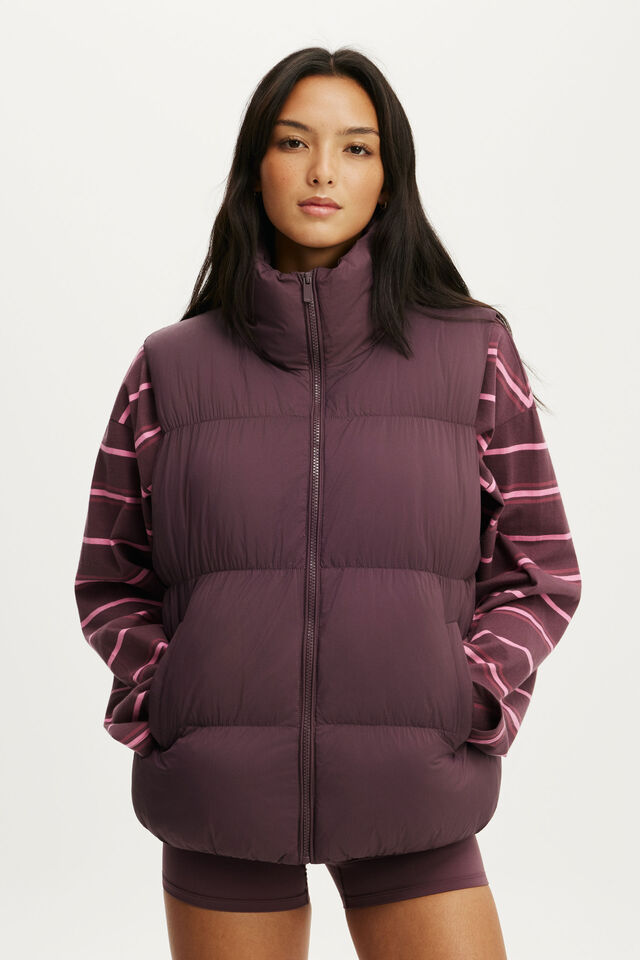 The Mother Puffer Vest, CHOC PLUM
