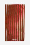 Cotton Beach Towel Personalised, POOLSIDE STRIPE BROWN RED - alternate image 1