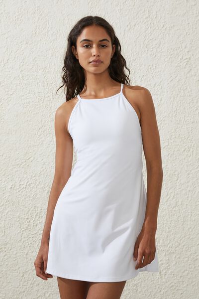 Ultra Soft Open Back Dress, WHITE