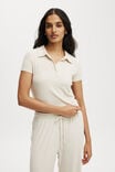 Sleep Recovery Polo Top, CREAM MARLE - alternate image 1