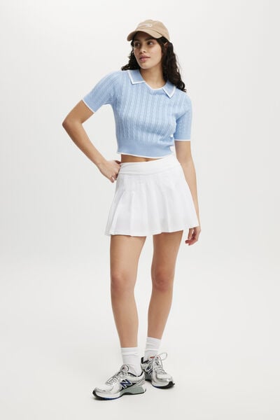 Ultra Soft Pleat Skirt, WHITE