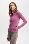 Active Core Zip Through Long Sleeve, RED VIOLET - alternate image 1