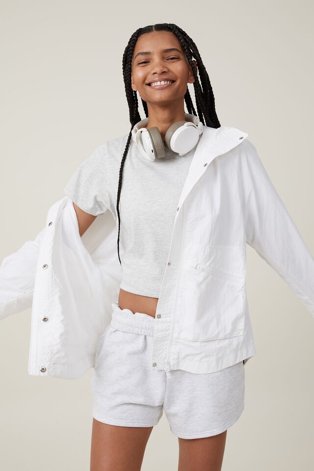 Woven Packable Anorak, WHITE