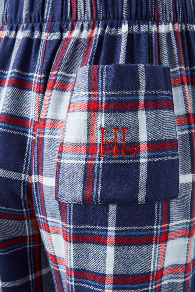 Flannel Boyfriend Boxer Pant Personalised, TONI CHECK/NAVY/WHITE AND RED