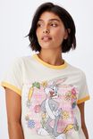 Ringer Sleep T-Shirt, LCN WB BUGS BUNNY FLOWERS