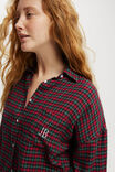 Flannel Boyfriend Long Sleeve Shirt Personalised, CHRISSY CHECK/RED - alternate image 2