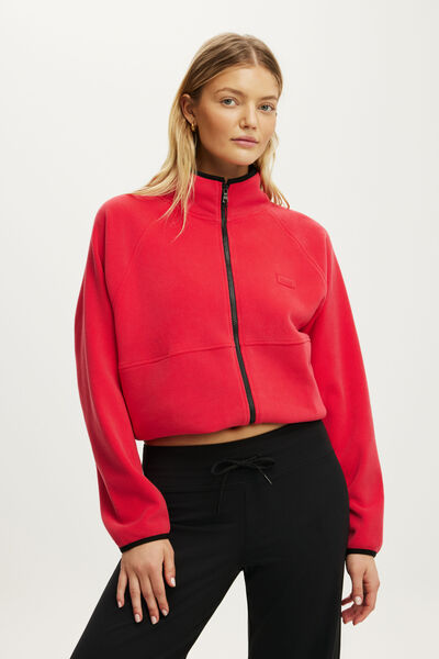 Polar Fleece Raglan Jacket, CHARGED RED/BWC
