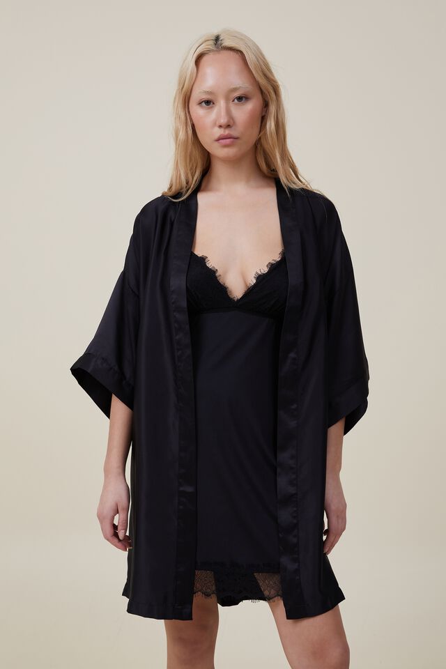 Black Satin Robe, Nightwear & Onesies