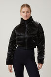 The Recycled Cropped Mother Puffer 2.0, BLACK GLOSS - alternate image 4