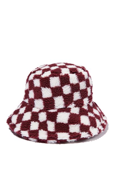 Sherpa Bucket Hat, BURGUNDY/ COCONUT MILK