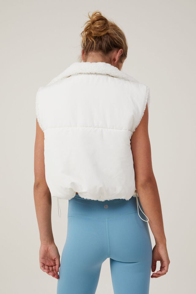 The Mother Puffer Sherpa Reversible Vest, COCONUT MILK
