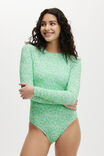 Long Sleeve One Piece Full, GEORGETTE FLORAL GREENS - alternate image 4