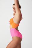 Half Wire Cut Out One Piece Cheeky, CARROT CAKE/AURORA PINK CRINKLE