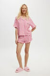 Flannel Short Sleeve Shirt And Short Personalised, ROBBIN CHECK/CHERRY POP - alternate image 1