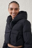 The Mother Puffer Wrap Cropped Jacket, BLACK - alternate image 2