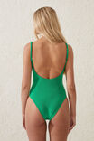 Thin Strap Cut Out One Piece Cheeky, CACTUS GREEN TERRY - alternate image 3