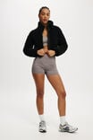 The Mother Puffer Cropped Sherpa Jacket, BLACK - alternate image 4