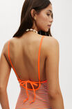 Tie Back One Piece Brazilian, ORANGE STRIPE RIB - alternate image 2