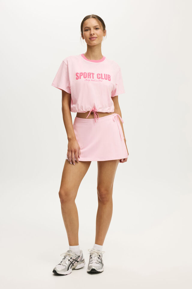 Camiseta - Active Graphic Tie Up Tee, CHERRY DREAM/SPORT CLUB