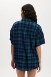 Flannel Boyfriend Short Sleeve Shirt, SILVIE CHECK GREEN - alternate image 3