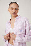 Flannel Boyfriend Long Sleeve Shirt Personalised, PINK CHECK - alternate image 2