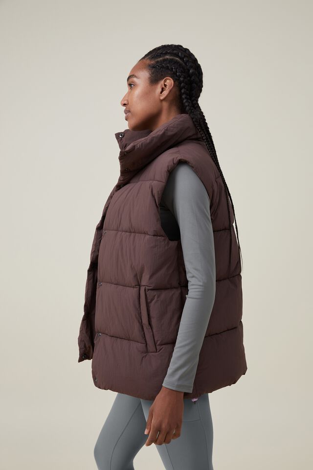 The Recycled Mother Puffer Vest 2.0, CEDAR BROWN