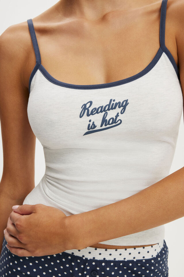 Dreamy Soft Longline Cami, LIGHT GREY MARLE READING IS HOT