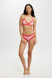 Organic Cotton Lace Triangle Padded Bralette, LOLA CHECK RED/PINK - alternate image 4