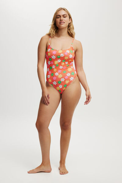 Thin Strap Low Scoop One Piece Cheeky, BILLIE FLORAL