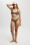 Refined High Side Brazilian Bikini Bottom, WILLOW BROWN CRINKLE STRIPE - alternate image 1