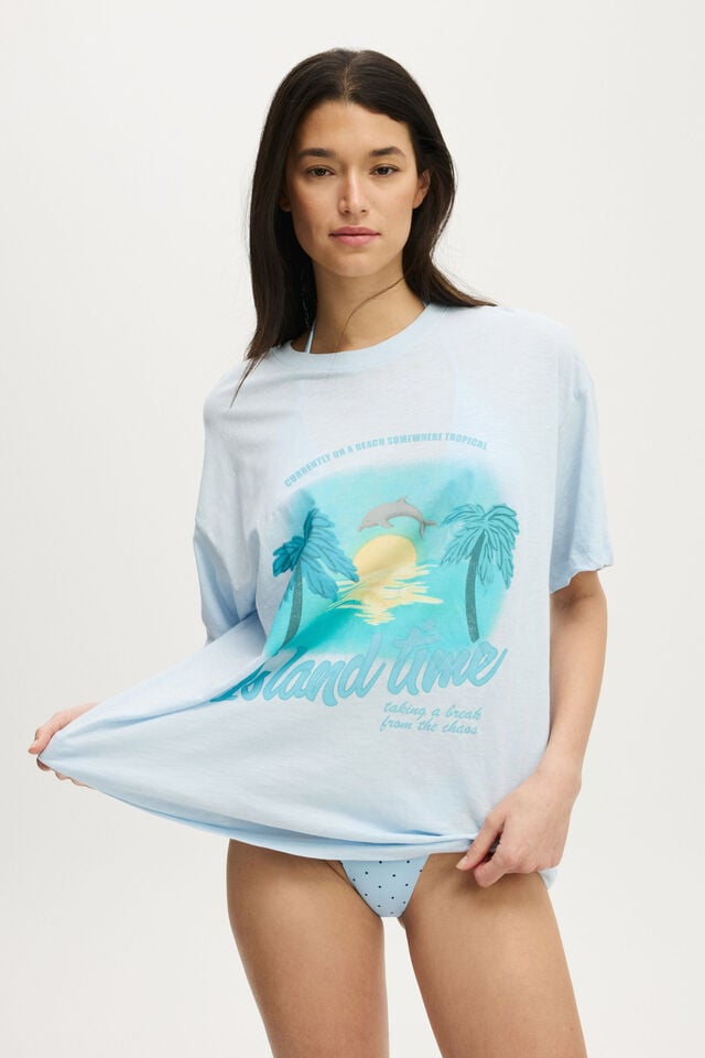 The Resort Oversized Tee, SALTWATER SLIDE/ISLAND TIME