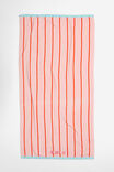 Cotton Beach Towel Personalised, POOLSIDE STRIPE PINK RED - alternate image 1