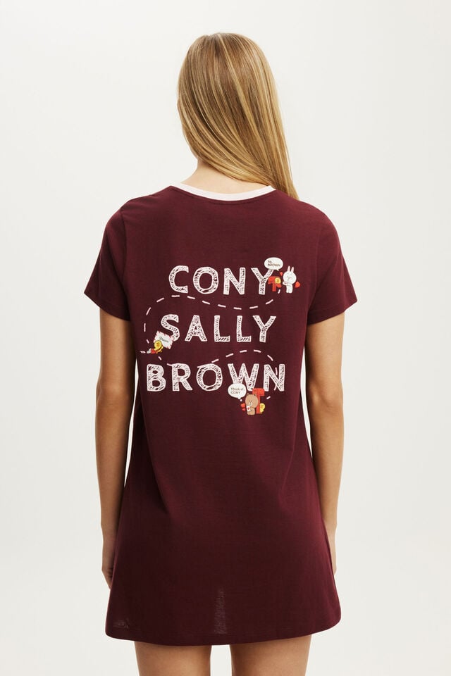 Relaxed Graphic T-Shirt Nightie, LCN LIN/LINE FRIENDS CONY IN LOVE