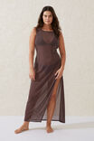 Glitter Beach High Neck Maxi Dress, ACORN BROWN METALLIC - alternate image 1