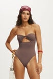 Strapless Knot Front One Piece Brazilian, CLAY TAUPE MATTE - example image 4