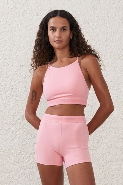 Cotton On CURVE ACTIVE RUCHED STRAPPY CROP - Bustier - coral burst