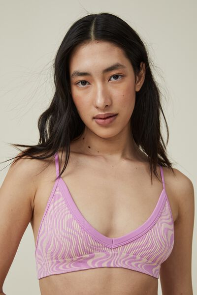 Seamless Chunky Triangle Bralette, Marble Swirl Digital Orchid