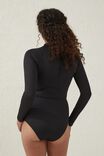Cut Out L/S One Piece Cheeky, BLACK RIB - alternate image 3