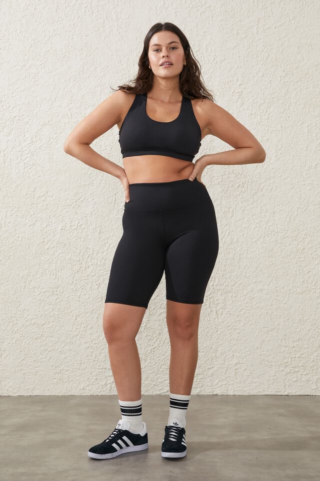 Recycled Strappy Sports Crop, BLACK
