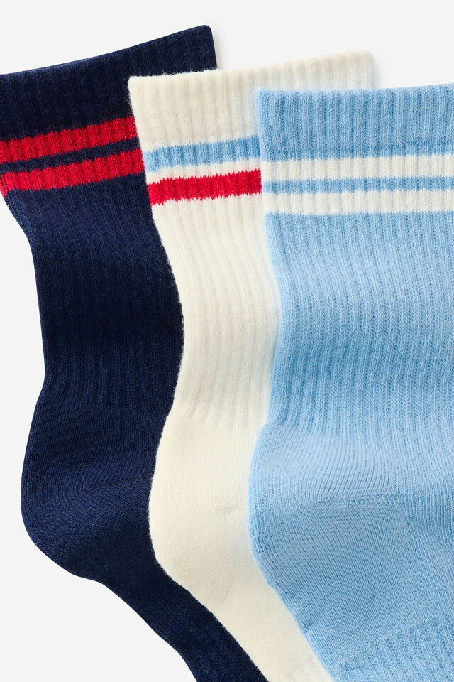 Move Crew Sock 3Pk, COCONUT MILK/CAMPUS BLUE/ PREP SPORT NAVY